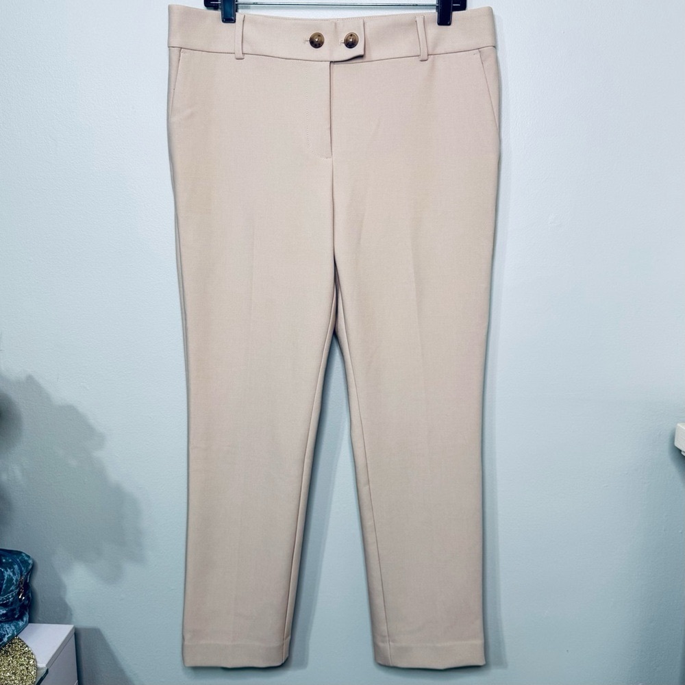 LOFT Slim Straight Leg Pencil Pants in Curvy Fit Dress Pants in Ecru Size 10 - Picture 7 of 11